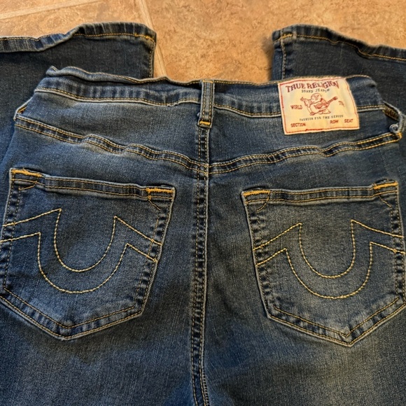 True Religion Women's Dark Blue Charlie Vintage High Rise Flare Jeans - Picture 5 of 8